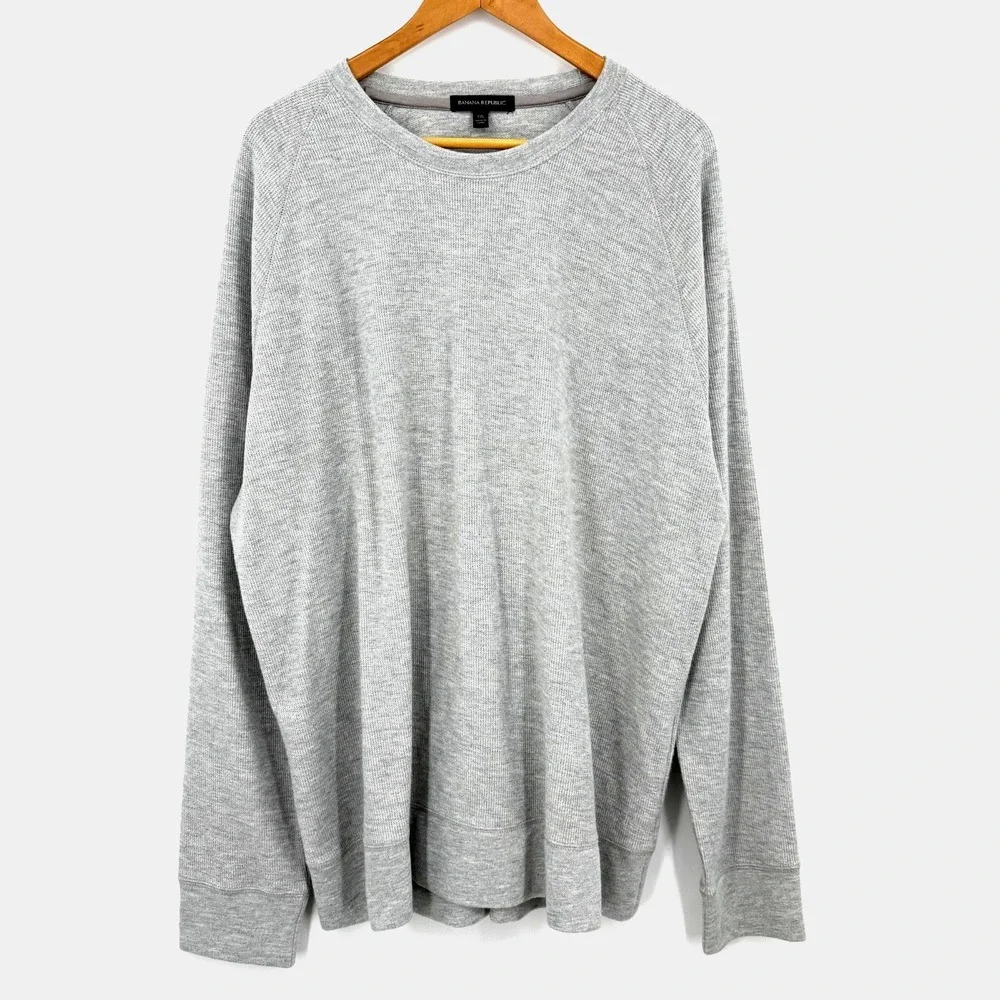 Banana Republic Mens Shirt XXL Heather Gray Lightweight‎ Sweatshirt Minimalist